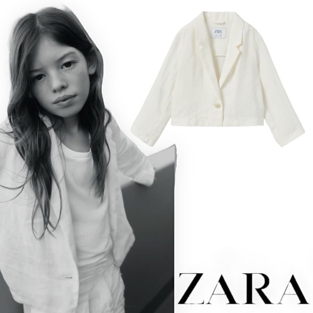 ZARA Kids | White | CROP LINEN BLAZER